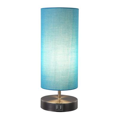 China Modern Small Close To The Modern Blue Table Lamp Fabric Table Lamps Night Light With Dimmer Touch USB Port for sale