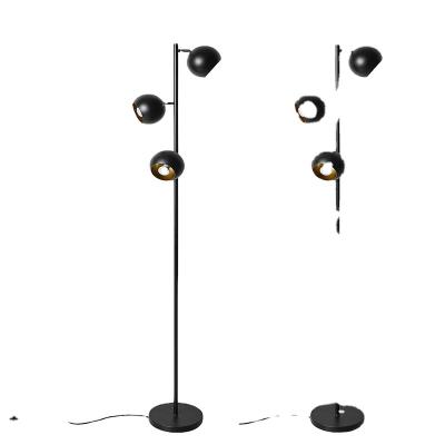 China 360 Degree Adjustable Decorative Metal Reading Floor Lamp Stand With 3 Spots Reading Sofa Standing Light for sale