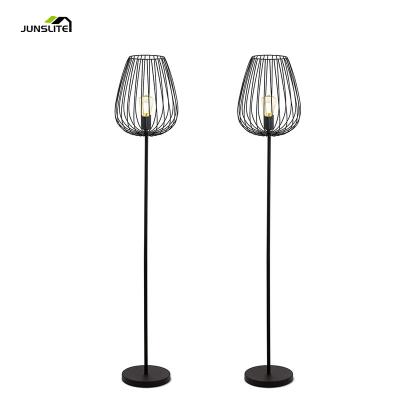 China 1 Modern Retro Flame Vintage Floor Lamp With Mesh Cage Shade Black In E27 SOCKET for sale