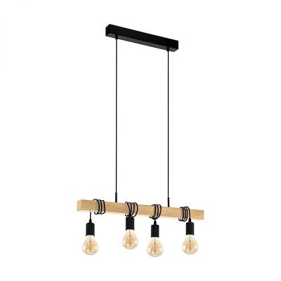 China Modern Home Decoration Lighting Retro Country Style Chandelier Iron Wood Lamp With 4 Bulbs for sale