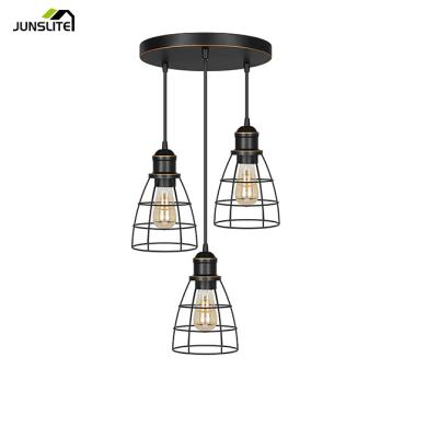 China Modern Antique Style Black Cage Pendant Lighting Industrial Rustic Design Hanging Lamp For Kitchen Dining Room Loft for sale