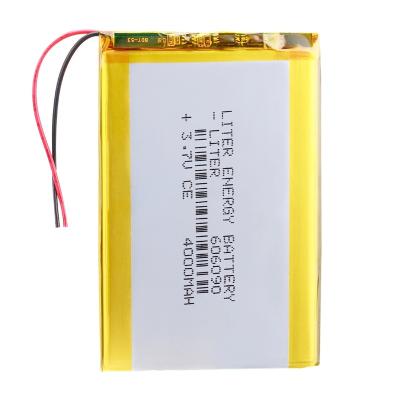 China Consumer Electronics 606090 3.7V 4000mAh Rechargeable Lithium Polymer Battery For GPS Power Bank Tablet Reading Machine LED Lights for sale