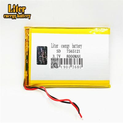 China Toys SD 7565121 3.7v 8000mah 29.6wh Large Capacity Li Polymer Battery For Tablet PC for sale