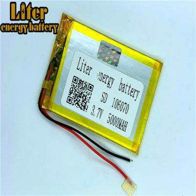 China High capacity battery lithium ion 3.7V 5000mAh small size slim 106070 lipo rechargeable battery for phone / power bank for sale