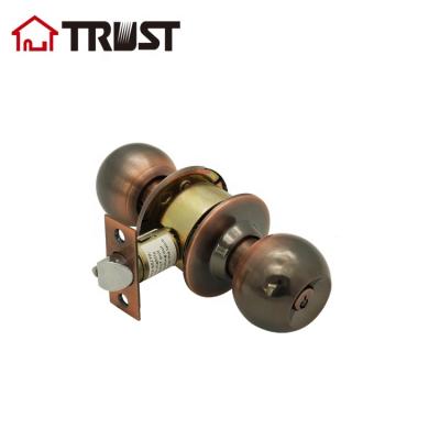 China AND TRUST 3871-AC Security Interior Door Handle with Key Ball Entry Interior Lockset and Handle for sale