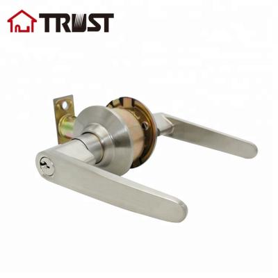 China ET (PS TRUST 3411-SN Cylindrical Straight Lever Door Lock Entry Door Lever, Satin Nickel for sale