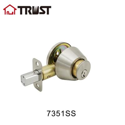 China SS304 TRUST ANSI 7351-SS Grade 3 Single Deadbolt Lock Brass Cylinder and Key for sale