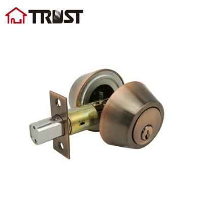 China TRUST 7312-AC Double Cylinder Deadbolts Single Open or Double Open ANSI Grade Door Lock 3 in Antique Copper for sale