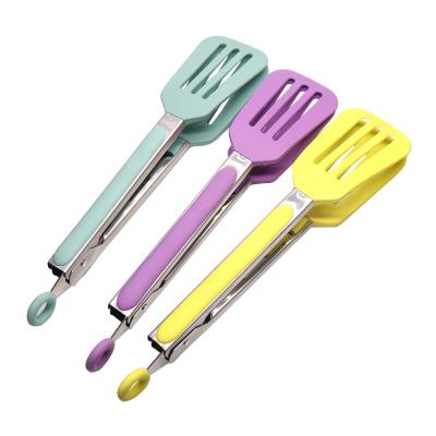 China Amazon Sales Hot Stocked Stainless Steel Food Tongs With Silicone Tips Heat Resistant BBQ Grill Kitchen BBQ Tongs for sale