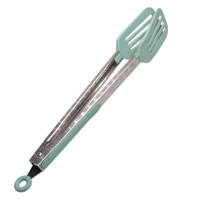 China Food Grade Silicone BBQ Heat Resistant Kitchen Metal 12 Inch Stocked Serving Tongs Tilt Food Tongs for sale