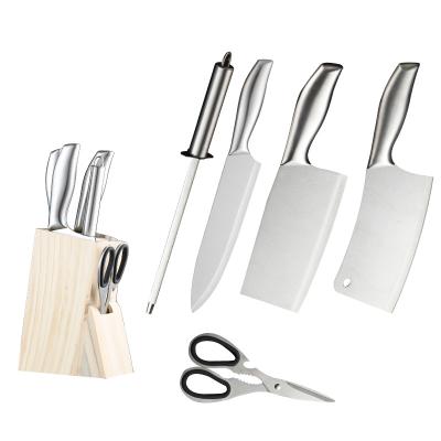 China Viable Cheap Sale Sharpener Rod Knife Sets Stainless Steel Kitchen Knife Set With Wooden Block for sale