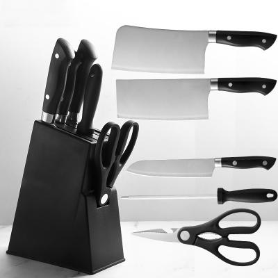 China 5 Viable Black Stainless Steel Knife Pieces Set With Block Kitchen Shears Boning Cleaver for sale