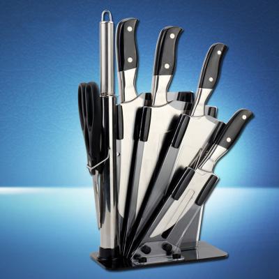 China Sustainable Factory 7 Pcs Knife Set Stainless Steel Chef Cleaver Butcher Kitchen Knife Set With Stand for sale