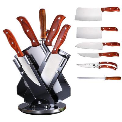 China Yangjiang Factory 7pcs Viable Knife Set Stainless Steel Chef Cleaver Butcher Kitchen Knife Set With Block for sale