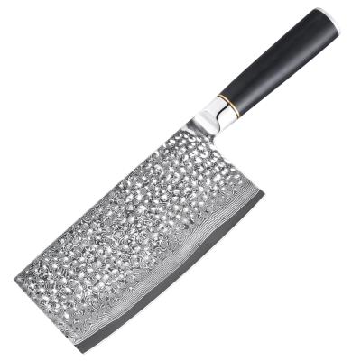 China WB-MYX200706 Professional High Carbon Steel Damascus Blade Hammer Point Cleaver G10 Handle for sale