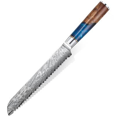 China Sustainable Popular Amazon Damascus Bread Knife AL-DK04 VG10 67Layers Professional Knife for sale