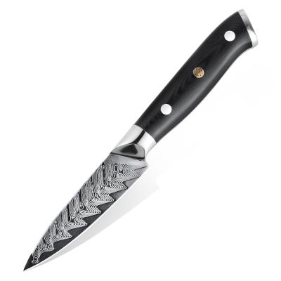 China Viable XH088PA2 Fish Bone Pattern Paring Knife Tip Group Of Ten Handle Fine Oblique Mosaic Rivets Damascus Sharpness High Blade Steel Fruit Knife for sale