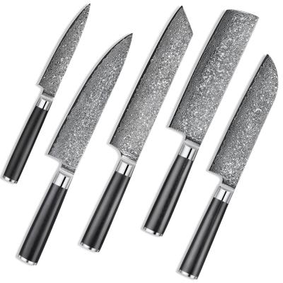 China AL-GD03 High Grade OEM Yangjiang Sustainable Household Kitchen Cooking Knife Set Chef Damascus Steel Patterns for sale