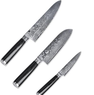 China Sustainable MC875KS1 Customized Set Of Knives 3 Pcs Damascus Japanese Steel Kitchen Knife Set for sale