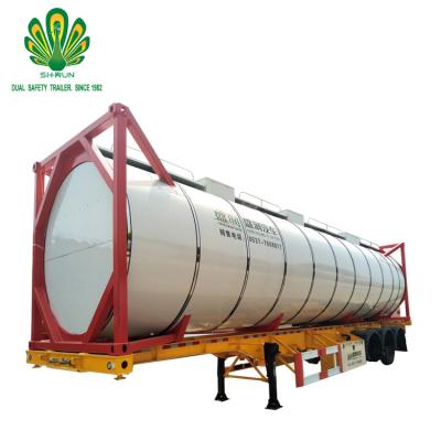 China Truck Trailer Stainless Steel Liquid Oxygen Storage ISO Tank Container Trailer for sale