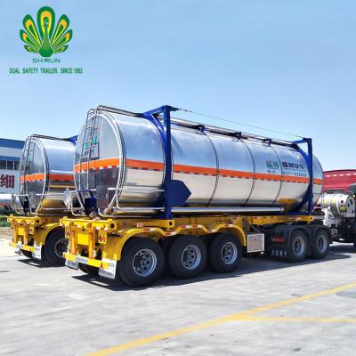 China lpg lng fuel tanker container fuel oil truck trailer 20 40 ft ISO standard for sale