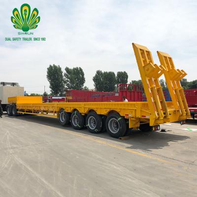 China Hydraulic Extendable Truck Trailer 2 Axle 3 Axle 40 Feet Container 10 Ton 40 Ton 60 Ton 80 Ton Low Bed Flatbed Truck Trailer for sale