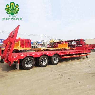 China High quality truck trailer gooseneck 70 ton 80 ton 3 axles air suspension lowbed semi trailer with 60 feet length for sale