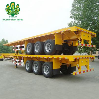 China Truck Trailer 3 Axles 20ft 40ft Flat Bed Shipping Container Semi Trailer for sale