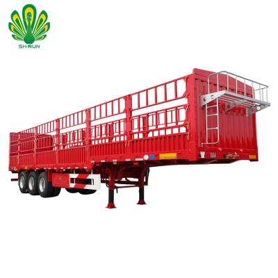 China High Quality Truck Trailer 3 Axles 12 Tire Cargo Cattle Trailer Fence Semi Trailer for sale