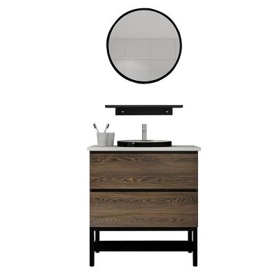 China Modern Single Floor Sink Bathroom Furniture Cabinet Environmentally Friendly French European Provincial Style Vanity With Mirror Cabinet Sets for sale