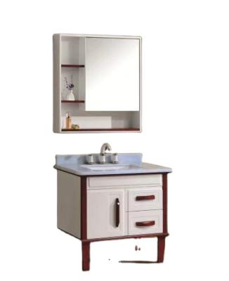 China Environmental PVC Chinese Cabinet Lacquer Water Proof Storage White Bathroom Vanity One Sink for sale