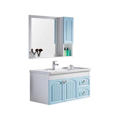 China Popular Environmentally Friendly Modern Design Vanity Top Import Bathroom Cupboard With Mirror for sale