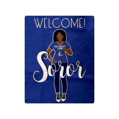 China PASSIONATE 5x6ft High Quality Custom Sublimation Printing Zeta Phi Beta 1920 Greek Letters Blanket Royal Blue and White for sale