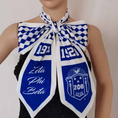 China Custom High Quality Chiffon ZPB Sublimation Printing Zeta Phi Beta 1922 Greek Letters Stole for sale