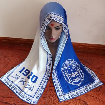 China Chiffon New Zeta Phi Beta Chiffon Sublimation Printing Scarf Custom Made High Quality for sale