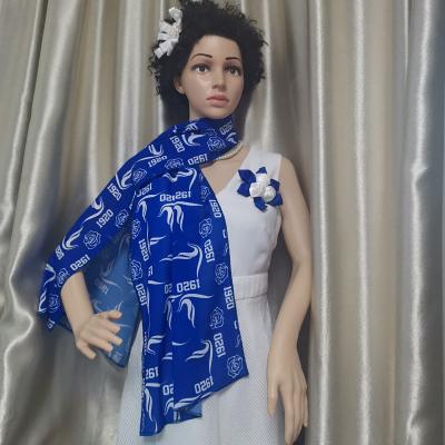 China Chiffon Zeta Phi Beta Chiffon Sublimation Printing Scarf Custom Made High Quality for sale