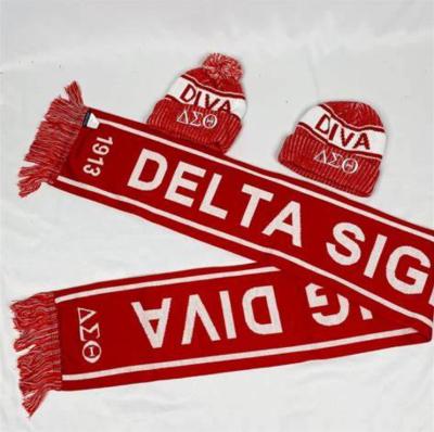 China Soccer Fan Scarf Delta Sigma Theta Scarf and Hat Set for sale