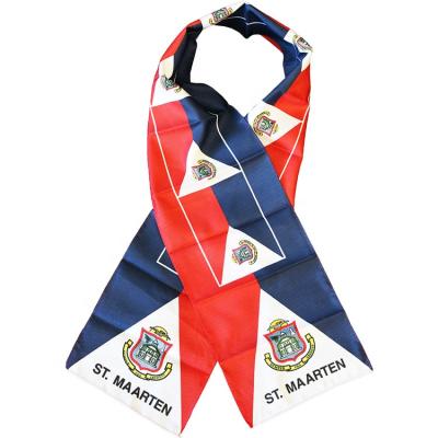 China Chiffon Custom Printed St Maarten Country Flag Satin Football Fans Scarf for sale