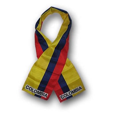 China Chiffon Now Ship Custom Printed Colombia Country Satin Football Fans Scarf for sale