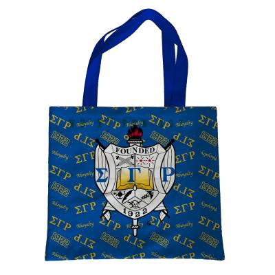 China High Quality Double Handled Printing 1922 Polyester 16*14 Inches Sigma Rho Gamma Tote Bag for sale