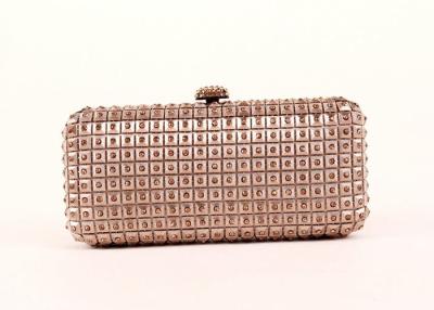 China Pink Colored Glitter Clutch Purse , Box Shaped Metal Sequin Sparkly Evening Bags for sale