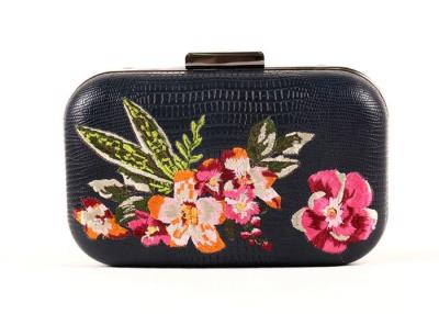 China Vintage Floral Embroidered Clutch Bag Pu Leather For Dinner Party for sale