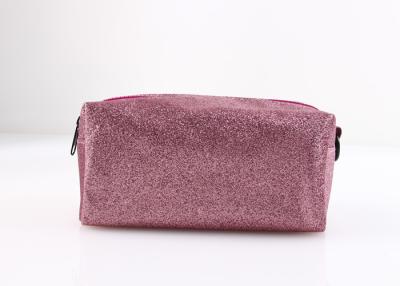 China PU Leather Large Makeup Bag , Pink Cute Blank Cosmetic Bag For Ladies for sale