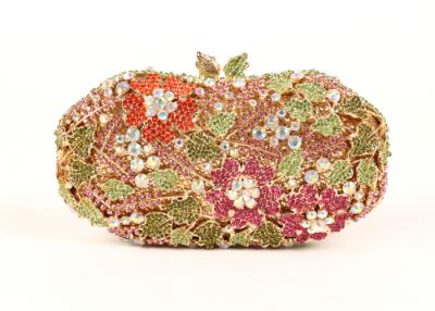 China Women Luxury Multi Color Stone Clutch Bag Round Floral Pattern For Bridal Party for sale