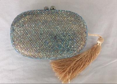 China Two Side Plain Pattern Rhinestone Bling Purses , Tassel Multi Color Evening Bag for sale