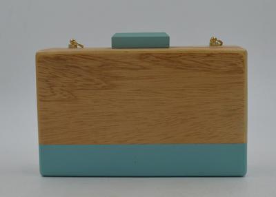 China Elegant Rectangle Shape Wooden Clutch Purse , Acrylic Evening Box Clutch Bag for sale