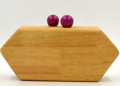 China Handmade Vintage Wooden Clutch Bag Slim Timber Box Shaped For Dinner Party for sale