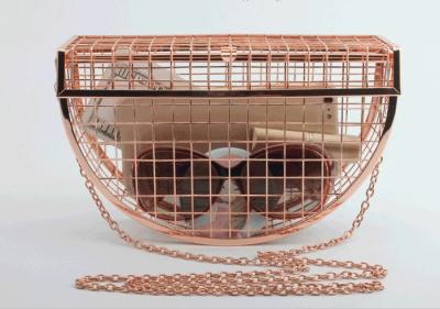 China High - End Metal Mesh Metallic Clutch Bag Half-Round Hollow For Women for sale