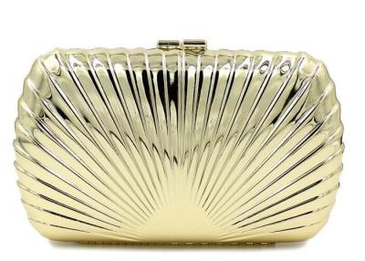 China Gold Color Ladies Bridal Metallic Clutch Bag Shell Shaped For Evening Parties for sale