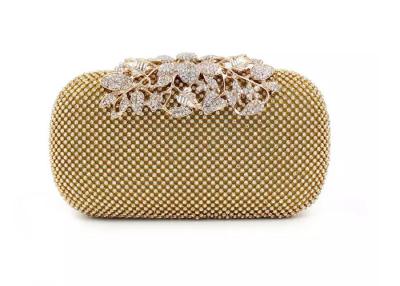 China Hard Case Metal Gold Evening Bag 16 * 6 * 10cm , Evening Clutch Purse  With Cotton Lining for sale